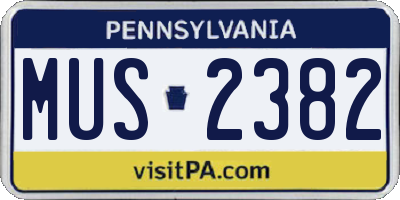 PA license plate MUS2382