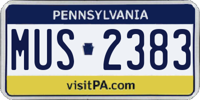 PA license plate MUS2383