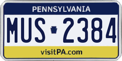 PA license plate MUS2384