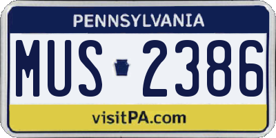 PA license plate MUS2386