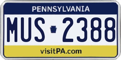 PA license plate MUS2388