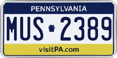 PA license plate MUS2389