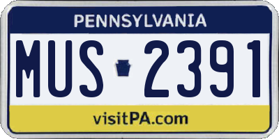 PA license plate MUS2391