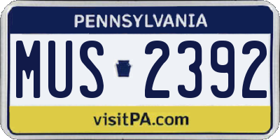 PA license plate MUS2392