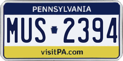 PA license plate MUS2394