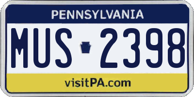 PA license plate MUS2398