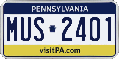 PA license plate MUS2401