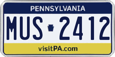 PA license plate MUS2412