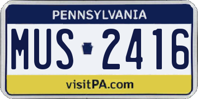 PA license plate MUS2416