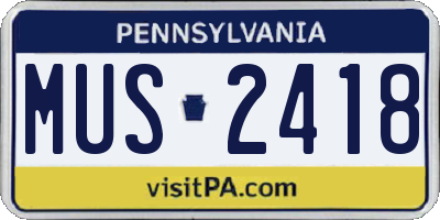 PA license plate MUS2418
