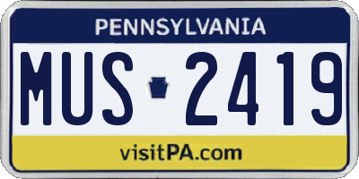 PA license plate MUS2419