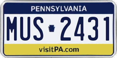 PA license plate MUS2431