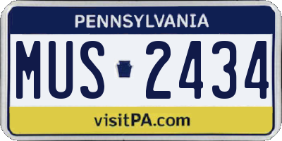PA license plate MUS2434