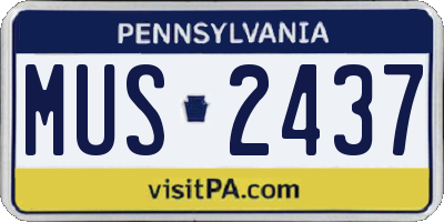 PA license plate MUS2437