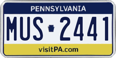 PA license plate MUS2441