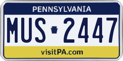 PA license plate MUS2447