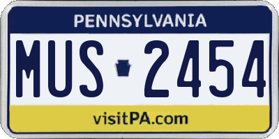 PA license plate MUS2454