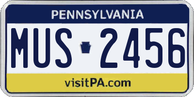 PA license plate MUS2456