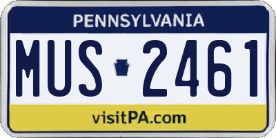 PA license plate MUS2461
