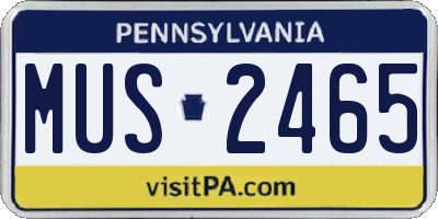 PA license plate MUS2465