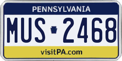 PA license plate MUS2468