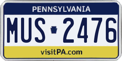 PA license plate MUS2476