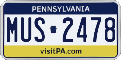 PA license plate MUS2478