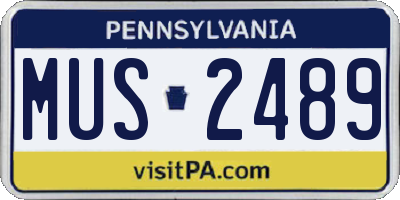 PA license plate MUS2489