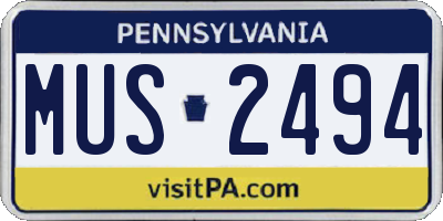 PA license plate MUS2494