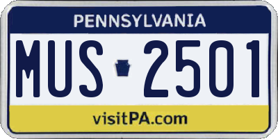 PA license plate MUS2501