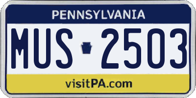 PA license plate MUS2503