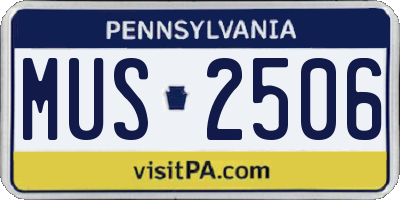PA license plate MUS2506