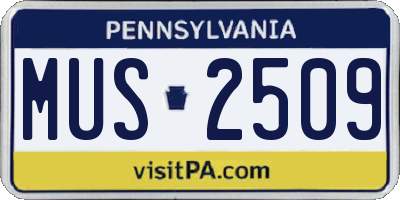 PA license plate MUS2509