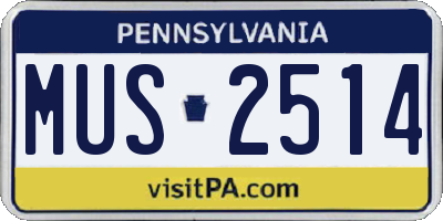 PA license plate MUS2514
