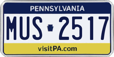 PA license plate MUS2517