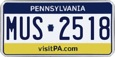 PA license plate MUS2518