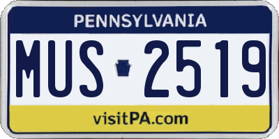 PA license plate MUS2519