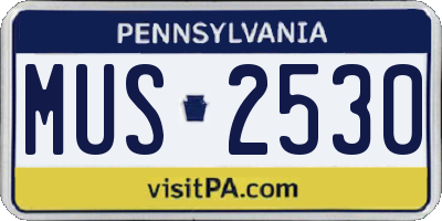PA license plate MUS2530