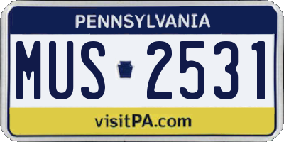 PA license plate MUS2531