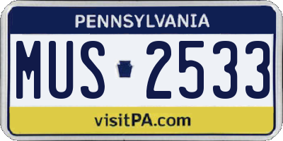 PA license plate MUS2533