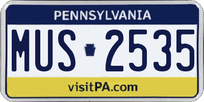 PA license plate MUS2535