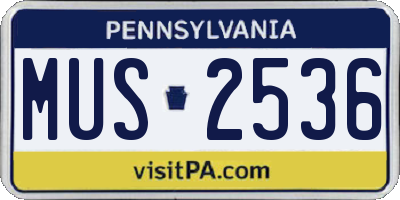 PA license plate MUS2536