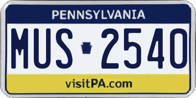 PA license plate MUS2540