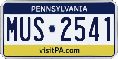 PA license plate MUS2541