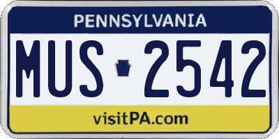 PA license plate MUS2542