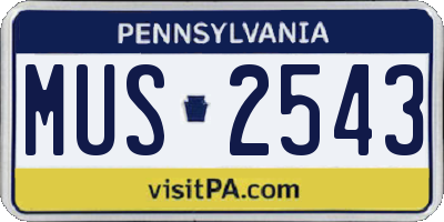 PA license plate MUS2543