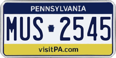 PA license plate MUS2545
