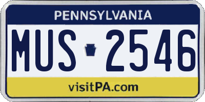 PA license plate MUS2546