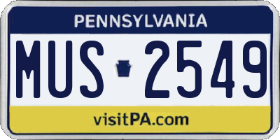 PA license plate MUS2549