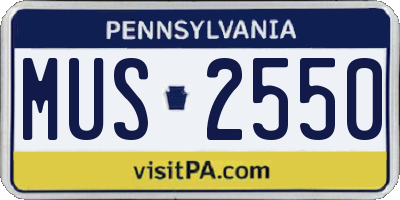 PA license plate MUS2550